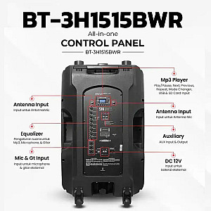 Baretone 1515BWR 15 inch Portable Wireless Speaker